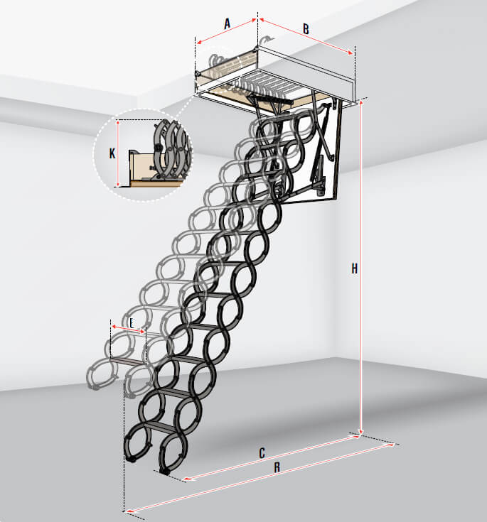 Схема лестницы на чердак Fakro LST